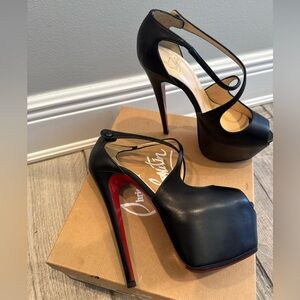 Christian Louboutin EXAGONA 160 BLACK Heels Pumps EU 38.5 US 8.5